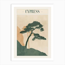 Cypress Tree Minimal Japandi Illustration 1 Poster Art Print