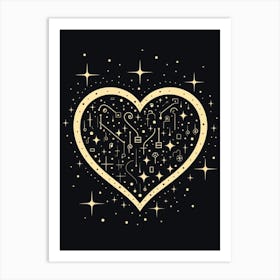 Celestial Heart Black Background 3 Art Print