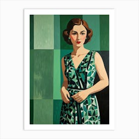 Lady In Green Dress 1 Art Print