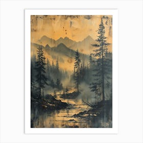 Antique Chinese Landscape Painting 4 Art Print