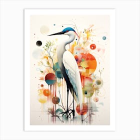 Bird Painting Collage Egret 3 Art Print