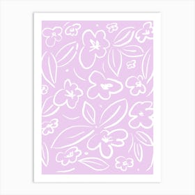 Flowery Sketch Lila Art Print