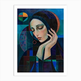 Woman With Her Hand On Her Face Art Print