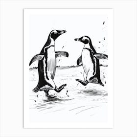 Emperor Penguin Chasing Each Other 3 Art Print