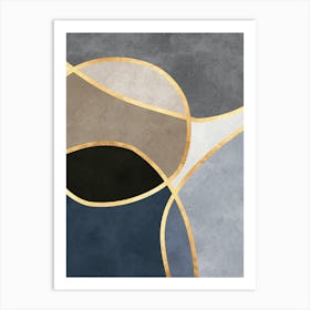 Organic shapes and golden lines 3 Art Print