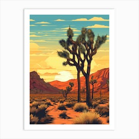  Retro Illustration Of A Joshua Trees In Mojave Desert 1 Art Print