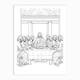 Line Art Inspired By The Last Supper 10 Art Print