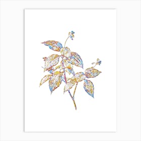 Stained Glass Tradescantia Erecta Mosaic Botanical Illustration on White Art Print