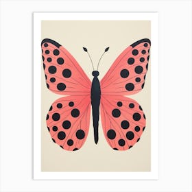 Pink Polka Dot Butterfly Art Print