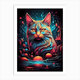 Psychedelic Cat 11 Art Print