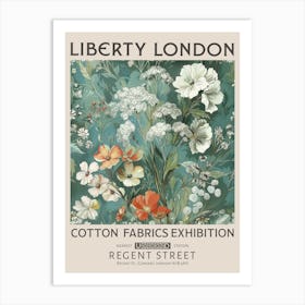 Liberty London Print William Morris Textiles White Orange Flowers Art Print