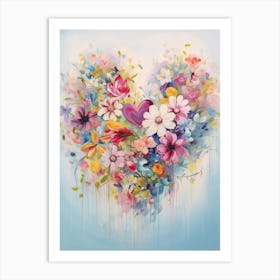 Wildflower Detailed Line Heart Painting 2 Art Print