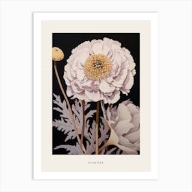 Flower Illustration Scabiosa 2 Poster Art Print