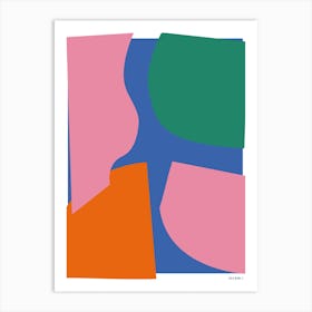 Collage Pink Green Blue Orange Bright Graphic Abstract Art Print
