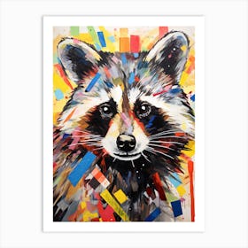 A Curious Raccoon In The Style Of Jasper Johns 1 Art Print