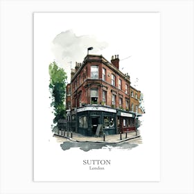 Sutton London Borough   Street Watercolour 4 Poster Art Print