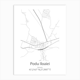 Podu Iloaiei,Romania Minimalist Map Art Print