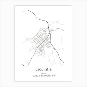 Escuintla,Mexico Minimalist Map Art Print