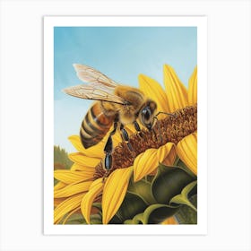 European Honey Bee Storybook Illustration 5 Art Print