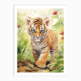 Tiger Illustration Painting Watercolour 2 Art Print
