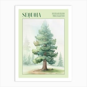 Sequoia Tree Atmospheric Watercolour Painting 2 Poster Art Print