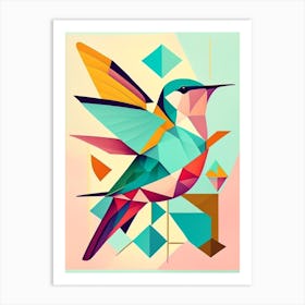 Hummingbird And Geometric Shapes Bold Graphic Art Print