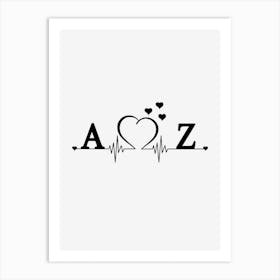Personalized Couple Name Initial A And Z Art Print