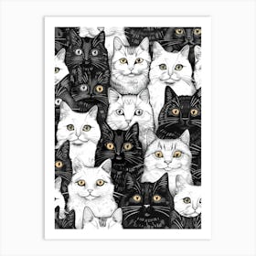 Perfectly Repeatable Artwork With Cute Cat Faces 49 Art Print