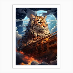 Tiger On A Ship Art Print