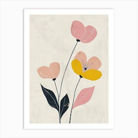 Flowers On A Beige Background 2 Art Print