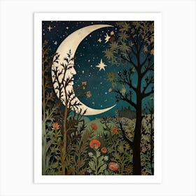 Moon In The Forest Style William Morris Art Print Art Print