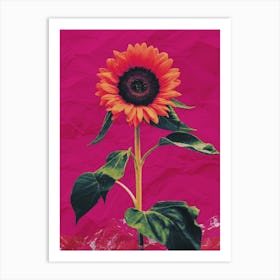 Sunflower Bold Magenta Collage Art Print