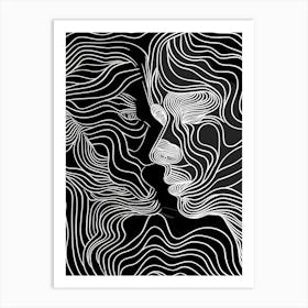 Minimalist Portrait Line Black And White Woman 8 Art Print