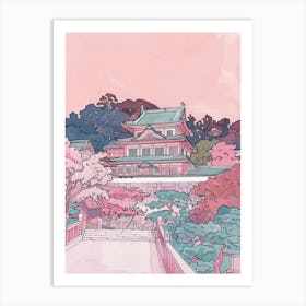 Himeji Japan 1 Retro Illustration Art Print