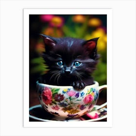 Cute Kitten In A Teacup 3 Art Print