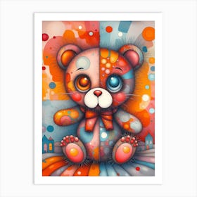 Patchwork Dreams: The Colorful Heart of a Teddy Art Print