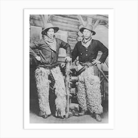 Two Cowboys Wearing Chaps, Western Aesthetic, Vintage Black and White Old Photo Art Print