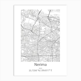 Nerima,Japan Minimalist Map Art Print