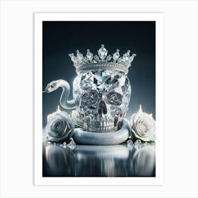 Diamond Skull Embrace Art Print