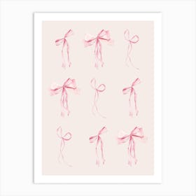 Pink Coquette Rows Of Bows - Neutral Art Print