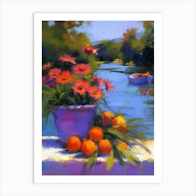 Oranges By The Water Art Print