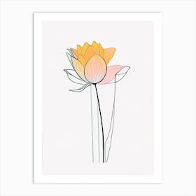 Lotus Flower Bouquet Minimal Line Drawing 1 Art Print