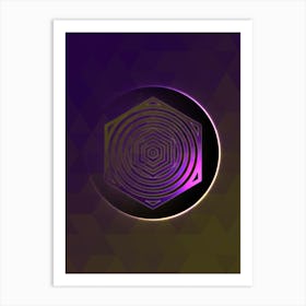 Geometric Neon Glyph on Jewel Tone Triangle Pattern 443 Art Print
