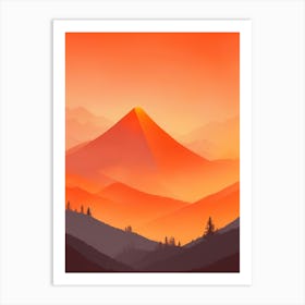 Misty Mountains Vertical Composition In Orange Tone 169 Art Print