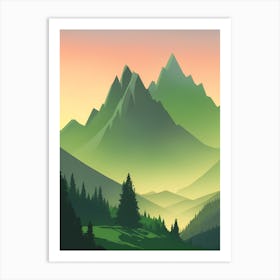 Misty Mountains Vertical Composition In Green Tone 15 Art Print