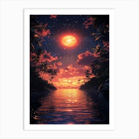 Sunset Over The Ocean 12 Art Print