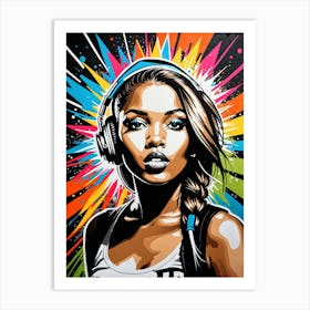 Graffiti Mural Of Beautiful Hip Hop Girl 57 Art Print