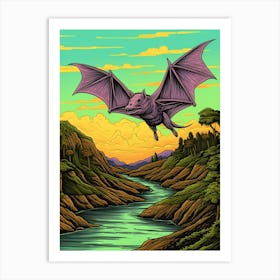 Fruit Bat Floral Vintage Illustration 6 Art Print