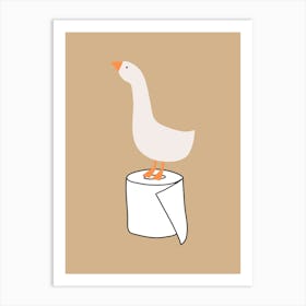 Silly Goose on Toilet Paper Beige Affiche