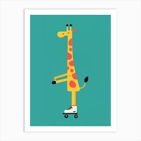 Rollerskating Giraffe 1 Art Print